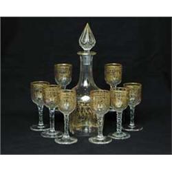 CUT & ENAMELED CRYSTAL WINE SET