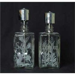 FIVE LIQUOR DISPENSER BOTTLES