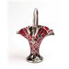 Image 1 : STEUBEN SELENIUM RUBY GLASS BASKET WITH SILVER OVERLAY