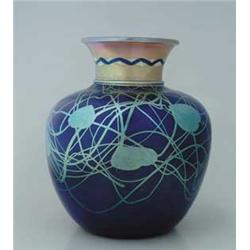 BLUE AURENE DECORATED VASE