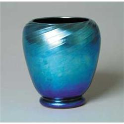 STEUBEN BLUE AURENE VASE
