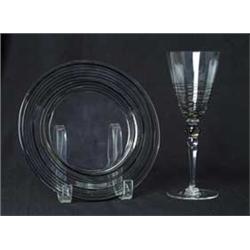 FOUR PIECES OF STEUBEN THREADED GLASS
