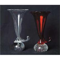 TWO GUNDERSEN PAIRPOINT CORNUCOPIA VASES