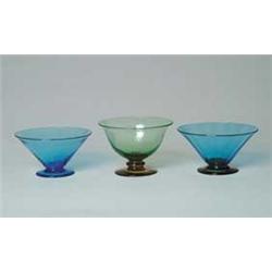 THREE STEUBEN FOOTED BOWLS