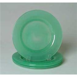 FOUR STEUBEN GREEN JADE PLATES