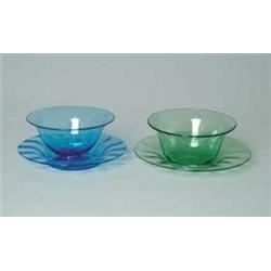 TWO STEUBEN FINGER BOWLS & UNDERPLATES