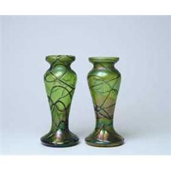 PAIR OF AUSTRIAN THREADED VASES