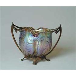 LOETZ BOWL IN BRONZE HOLDER