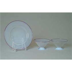 THREE PIECES OF STEUBEN OPAL TABLEWARE