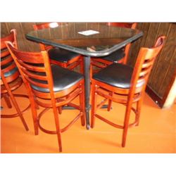 (1) 36"x36"x30" square table with glass top and (4) woven bottom chairs