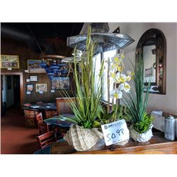 (3) floral arrangements in shell vase