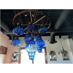 (1) blue glass light fixture