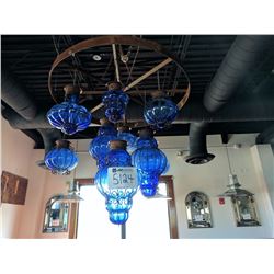 (1) blue glass light fixture