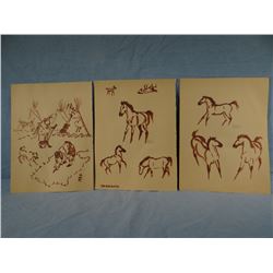 Nancy McLaughlin Powell, 3 water colors originals, 9" x 12"