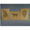 Image 1 : Nancy McLaughlin Powell, 3 original drawings, 9" x 12"
