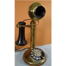 Brass telephone, table model, 12" h