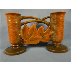 Roseville Bushberry double bud vase, #158, 4.5" h