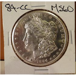 1884-CC Morgan dollar, MS 60++