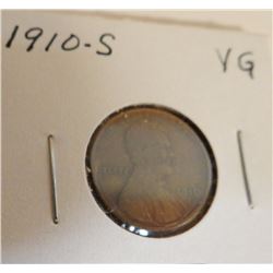 Lincoln Penny, 1910-S, V.G.