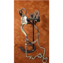 Crockett silver mtd bit with rein chains, inside marked