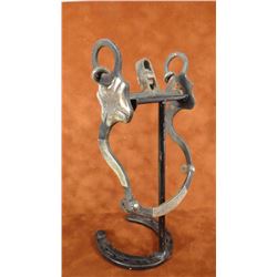 Crockett silver mtd bit with rein chains, curb marked