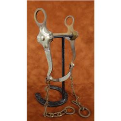 Crockett silver mtd bit w/ rein chains, inside marked