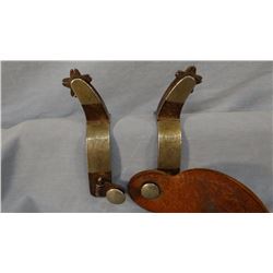 Crockett silver mtd  bronc spurs, under button marked