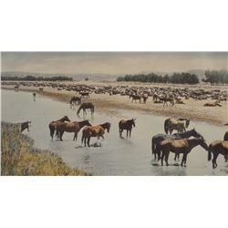 (2) L.A. Huffman prints, hand tinted, framed