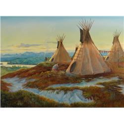 C. R. Cheek,  original oil on board, Early Summer Work, 18" x 24"