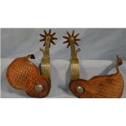 Crockett silver mtd spurs, 9 pt. rowels