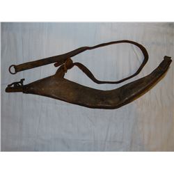 Leather powder flask, 18", marked AM-Flask & Cap Co.