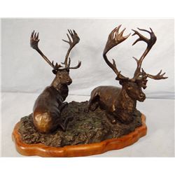Joe Halko bronze, Caribou Pair, 1973, 12" w x 9" h x 11" d, #11/12