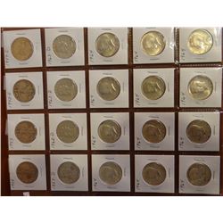 Walking Liberty Half Dollars, Franklin Halves, Kennedy Halves, 20 total coins; all silver, asstd. da