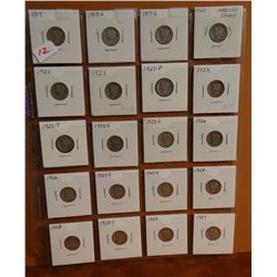 Mercury Dimes, various dates, 20 coins per page