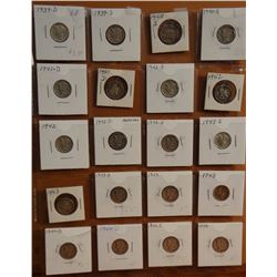 Mercury Dimes, various dates, 20 coins per page