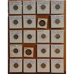 Mercury Dimes, various dates, 20 coins per page