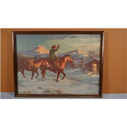 2 Olaf Weighorst prints, framed, cowboys