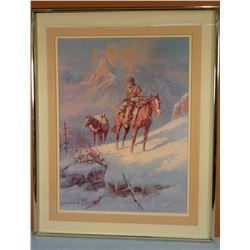 Olaf Weighorst print, mountain man, framed