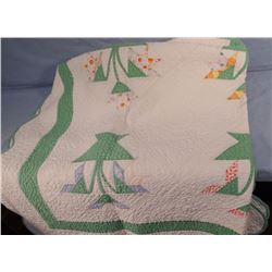 1930's vintage quilt, hand applique and hand quilted