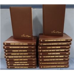 Louis L'Amour leather bound western novel set, 20 books