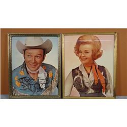 Roy Rogers & Dale Evans framed & signed photos, 8" x 10"