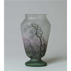 LARGE DAUM RAIN SCENE VASE