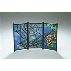 TIFFANY STUDIOS THREE PANEL STAINED GLASS SCREEN