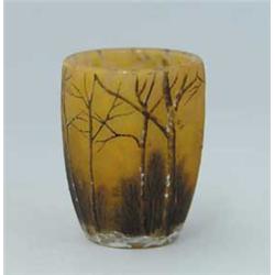 SIGNED DAUM WINTER SCENIC MINIATURE TUMBLER