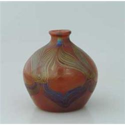 TIFFANY RED DECORATED VASE