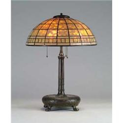 SIGNED TIFFANY GEOMETRIC TABLE LAMP