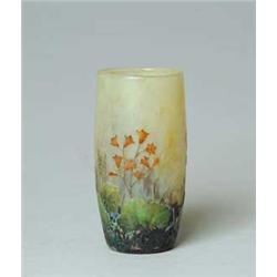 DAUM CAMEO & ENAMELED VASE