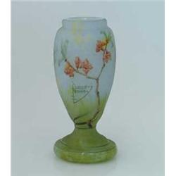 DAUM CAMEO & ENAMELED VASE
