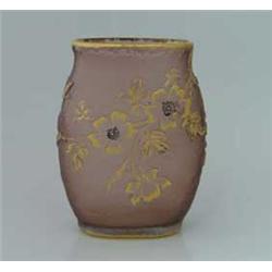 DAUM CAMEO & ENAMELED VASE