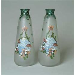 PAIR OF LEGRAS ENAMELED VASES